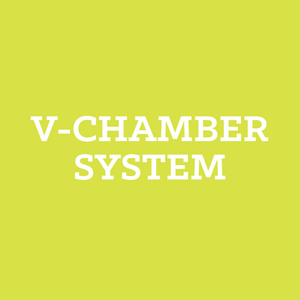 What is the patent pending V-chamber system?